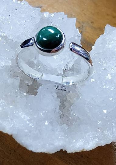 Sterling Silver Malachite Adjustable Ring